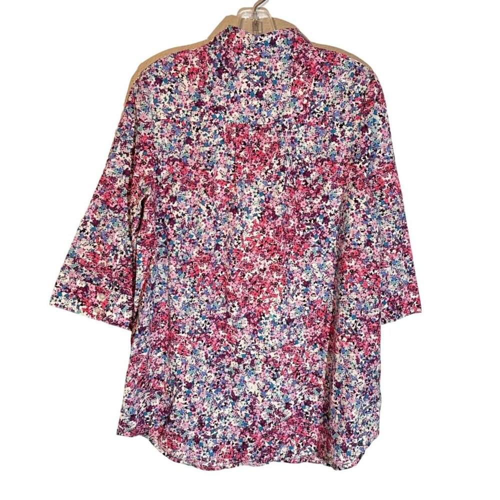 Roamans Womens Floral Tunic Top 14W 3/4 Sleeve Cotton/Poly Blend women blouse. - Picture 9 of 12